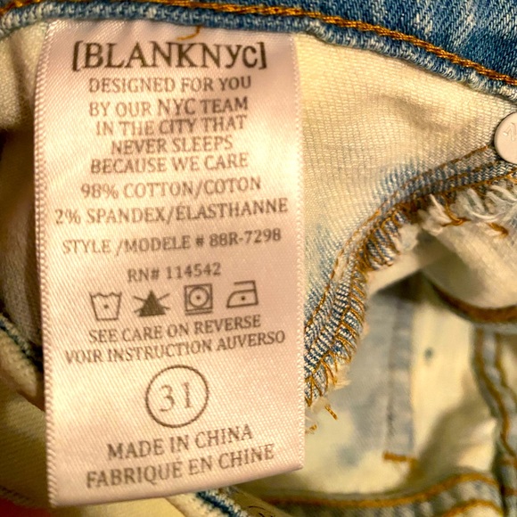 NWT BLANKNYC White+Blue Ripped TieDye Jeans Size31 - Picture 3 of 6
